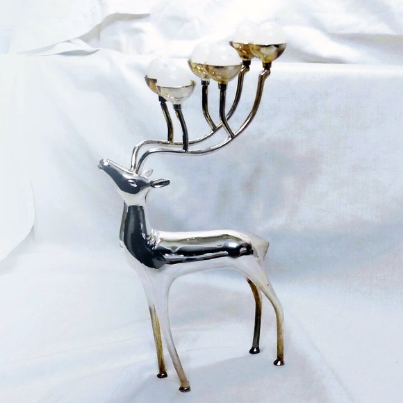 Bowring Silver Plated Reindeer Candle Holder & Candles-With Box - Picture 7 of 12